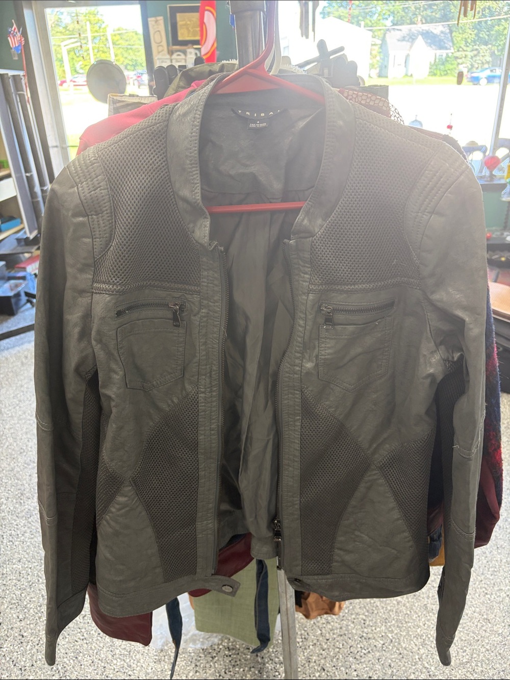 Tribal women’s Black Textured Faux Leather Bomber Jacket